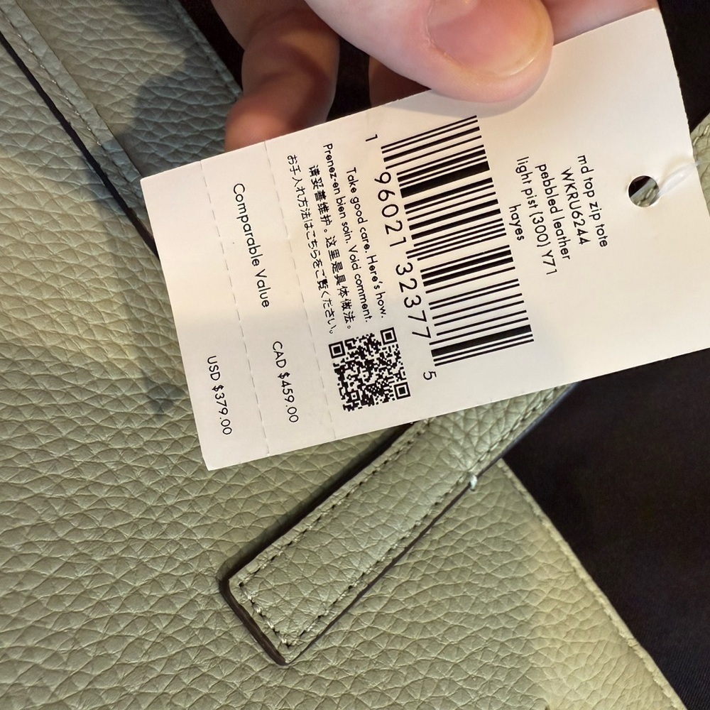 Kate Spade medium mint pebbled leather zip tote NWT - Picture 9 of 15